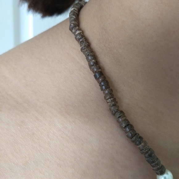 Handmade Natural Material Coconut and pearl neckla - Picture 3 of 3